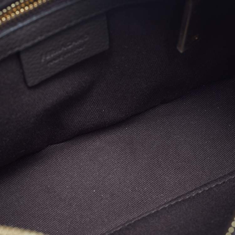 Pre Owned Salvatore Ferragamo Logo Dark Brown Embossed Leather Crossbody Bag