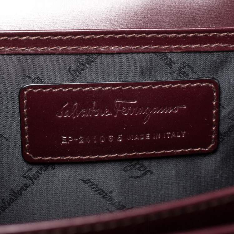 Pre Owned Salvatore Ferragamo Burgundy Leather Briefcase