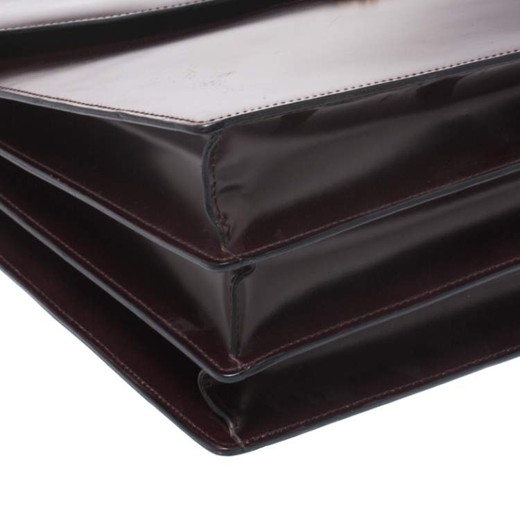 Pre Owned Salvatore Ferragamo Burgundy Leather Briefcase