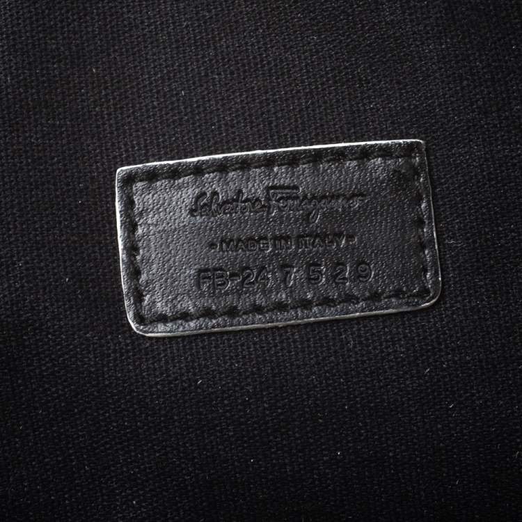 Pre Owned Salvatore Ferragamo Grey/Black Canvas and Leather Flap Messenger Bag