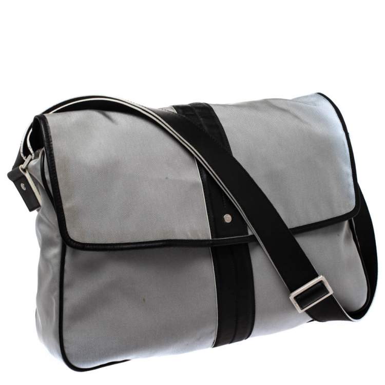 Pre Owned Salvatore Ferragamo Grey/Black Canvas and Leather Flap Messenger Bag