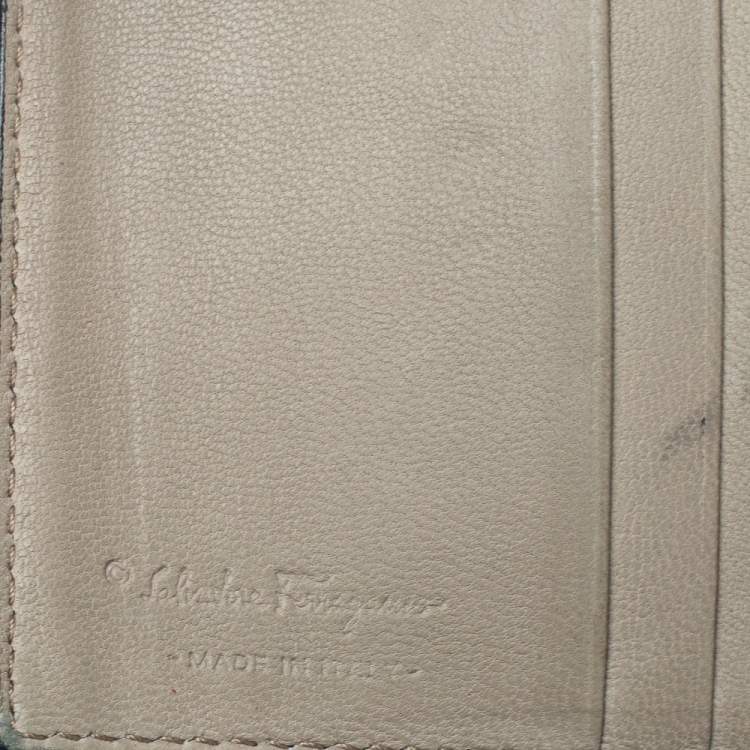 Pre Owned Salvatore Ferragamo Dark Brown Gancini Embossed Leather Bifold Wallet