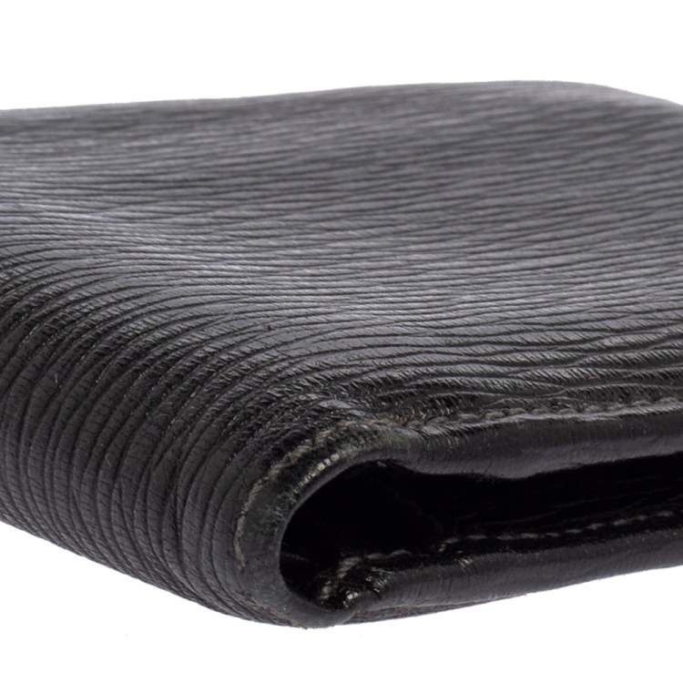 Pre Owned Salvatore Ferragamo Black Textured Leather Bifold Wallet