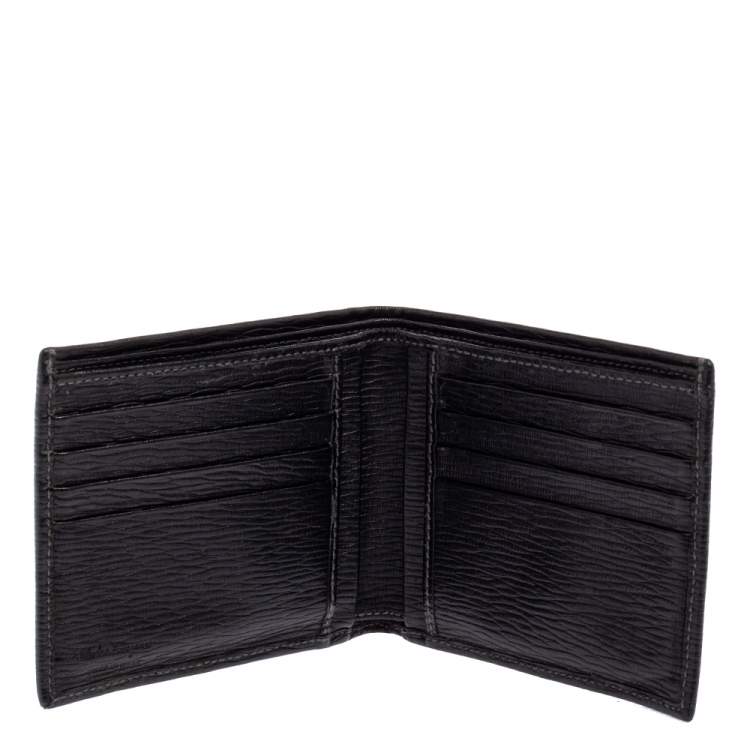 Pre Owned Salvatore Ferragamo Black Textured Leather Bifold Wallet