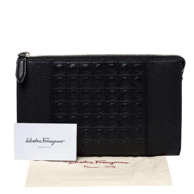 Pre Owned Salvatore Ferragamo Black Leather Firenze Gamma Document Holder