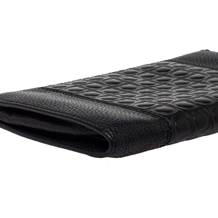 Pre Owned Salvatore Ferragamo Black Leather Firenze Gamma Document Holder
