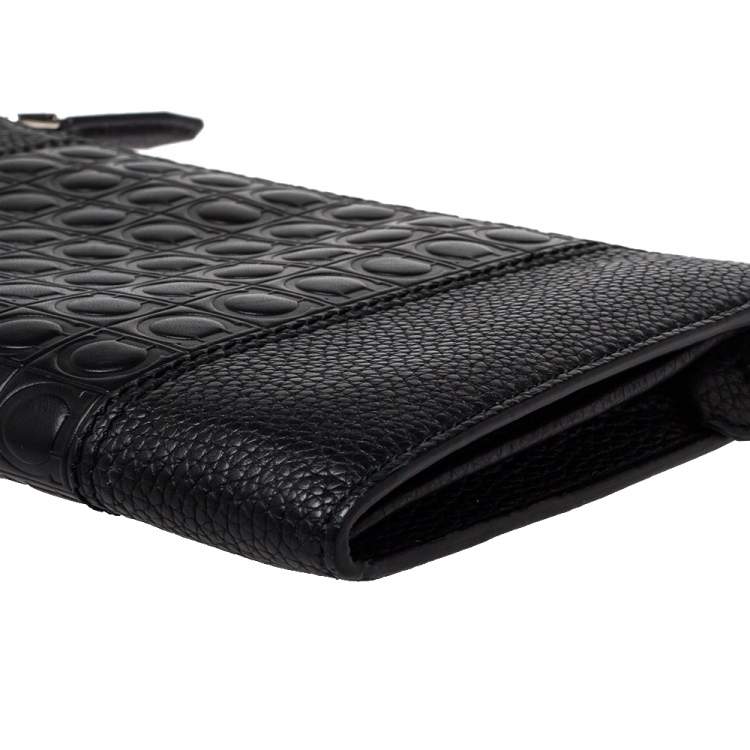 Pre Owned Salvatore Ferragamo Black Leather Firenze Gamma Document Holder