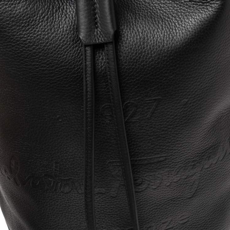 Pre Owned Salvatore Ferragamo Black Grained Leather Tornabuoni 1927 Collection Shoulder Backpack
