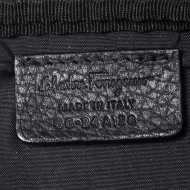 Pre Owned Salvatore Ferragamo Black Leather Gancini Waist Bag