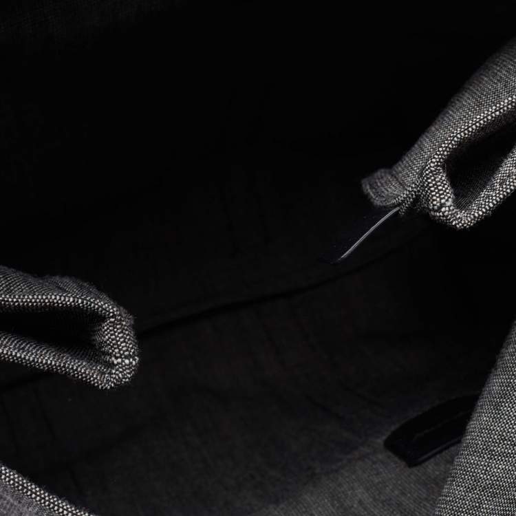 Pre Owned Salvatore Ferragamo Grey/Black Canvas and Leather Fold Over Tote