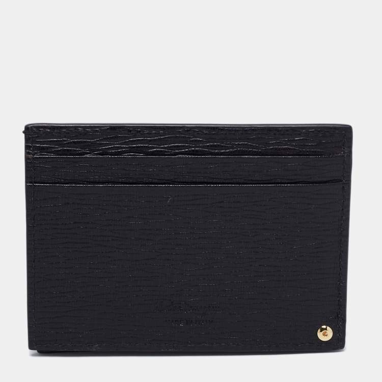 Pre Owned Salvatore Ferragamo Black Leather Gancini Card Holder with Pull Out ID Window