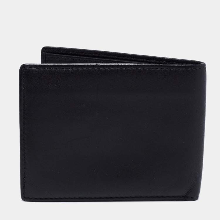 Pre Owned Salvatore Ferragamo Black Leather Bifold Compact Wallet