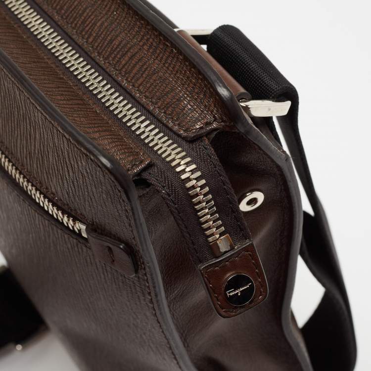 Pre Owned Salvatore Ferragamo Tabacco Leather Messenger Bag