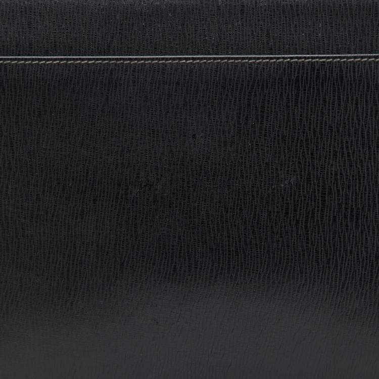 Pre Owned Salvatore Ferragamo Black Leather Zip Pouch