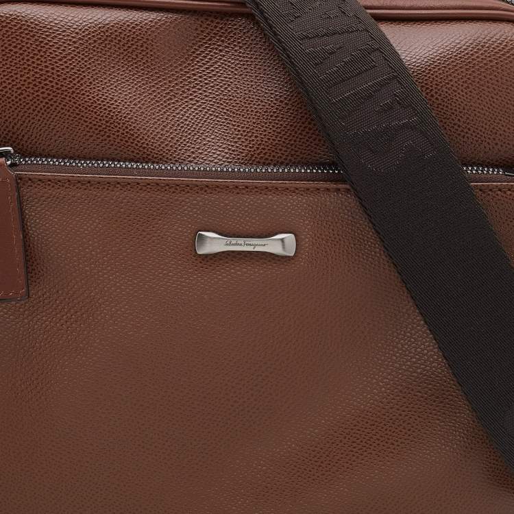 Pre Owned Salvatore Ferragamo Brown Leather Messenger Bag