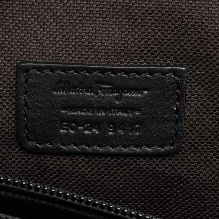 Pre Owned Salvatore Ferragamo Brown Embossed Leather Messenger Bag