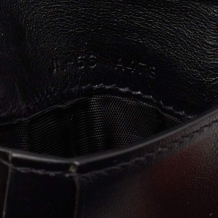 Pre Owned Salvatore Ferragamo Black/Blue Logo Embossed Leather Bifold Wallet