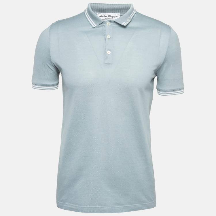 مملوكة مسبقًا Salvatore Ferragamo Blue Cotton Pique Polo T-Shirt S