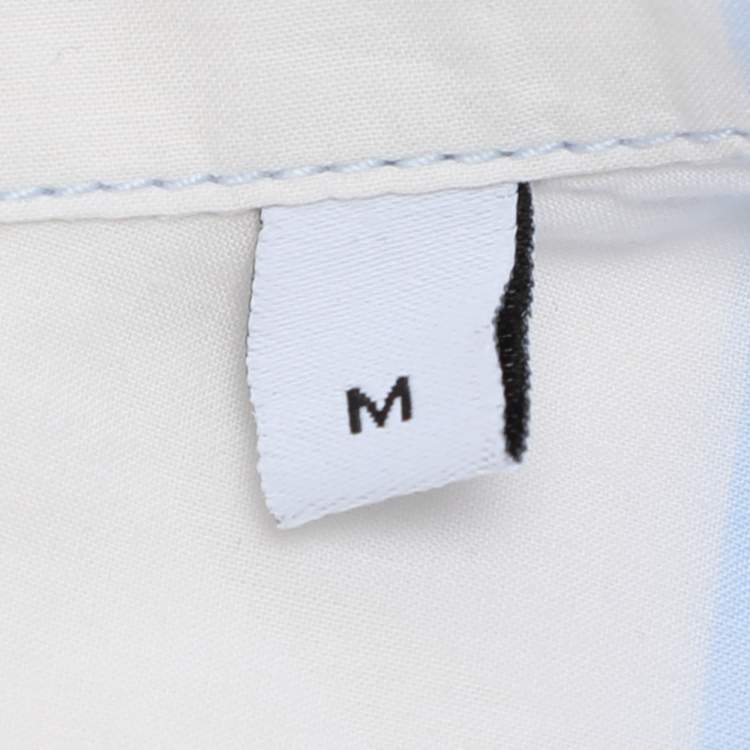 Pre Owned Salvatore Ferragamo Cream/Blue Striped Cotton Button Shirt M
