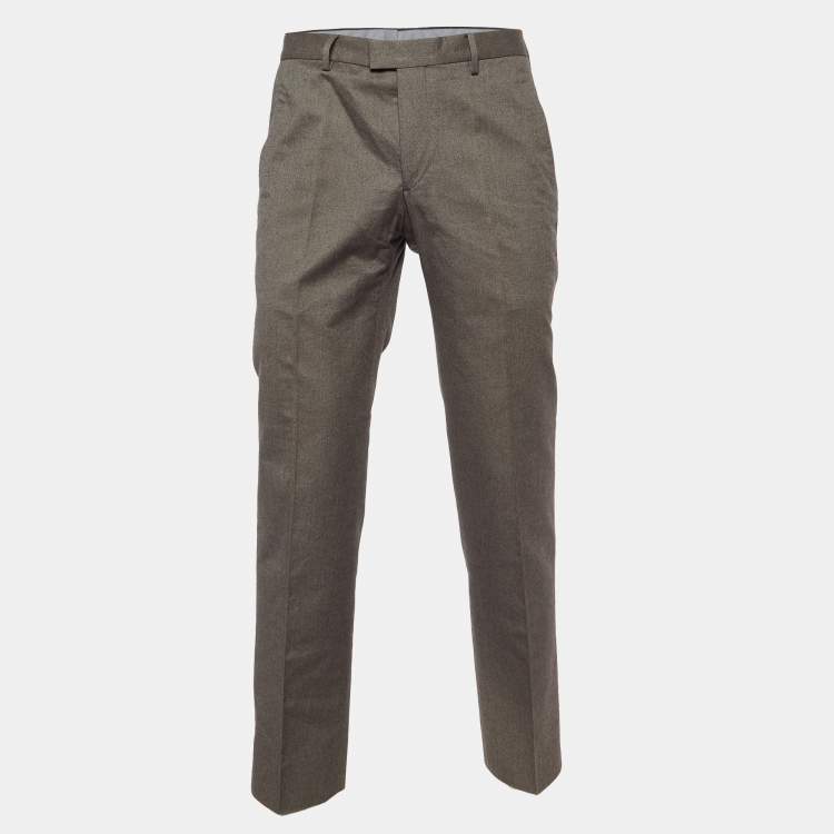 Pre Owned Salvatore Ferragamo Grey Cotton Straight Leg Trousers M