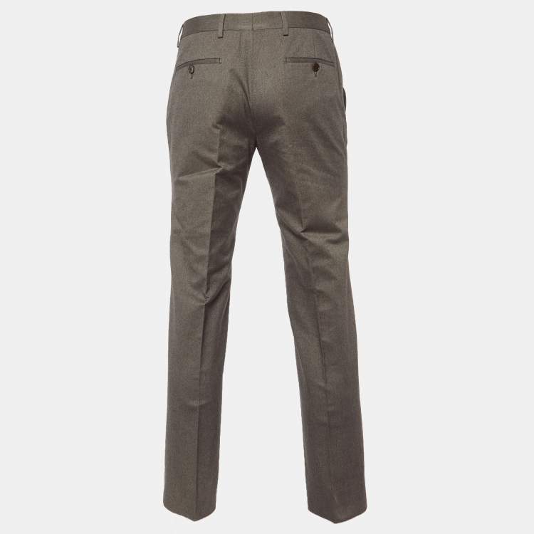 Pre Owned Salvatore Ferragamo Grey Cotton Straight Leg Trousers M