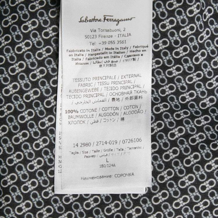 Pre Owned Salvatore Ferragamo Blue Printed Cotton Button Front Shirt L