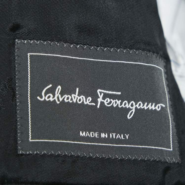 Pre Owned Salvatore Ferragamo Multicolor Feather Print Velvet Blazer S