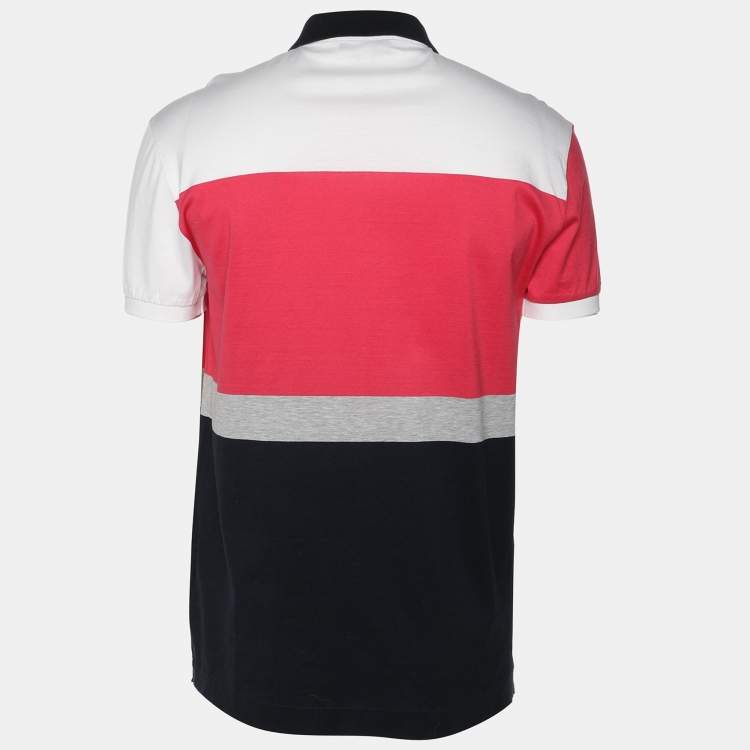 Pre Owned Salvatore Ferragamo Multicolor Colorblock Pattern Jersey Polo T-Shirt M