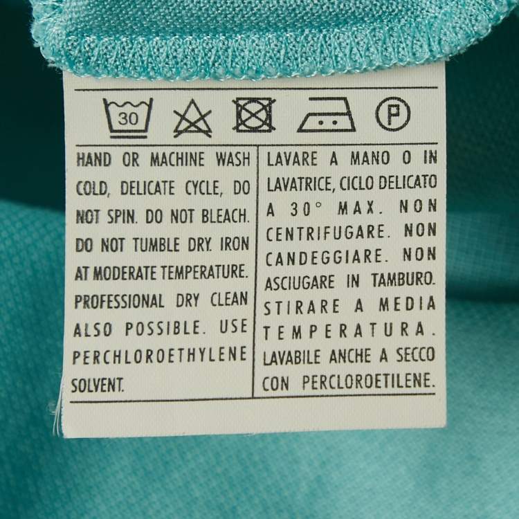 Pre Owned Salvatore Ferragamo Turquoise Cotton Zip -Up Polo T-Shirt XL