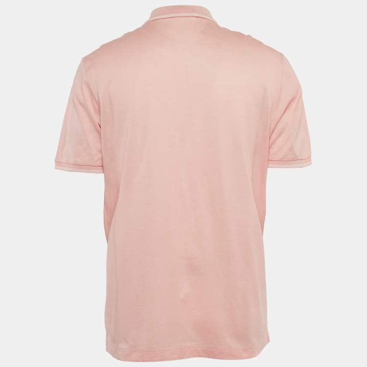 Pre Owned Salvatore Ferragamo Pink Cotton Zip Detail Polo T-shirt XL