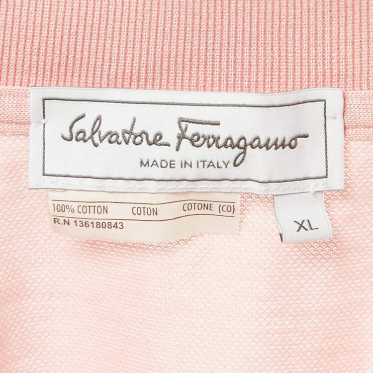 Pre Owned Salvatore Ferragamo Pink Cotton Zip Detail Polo T-shirt XL