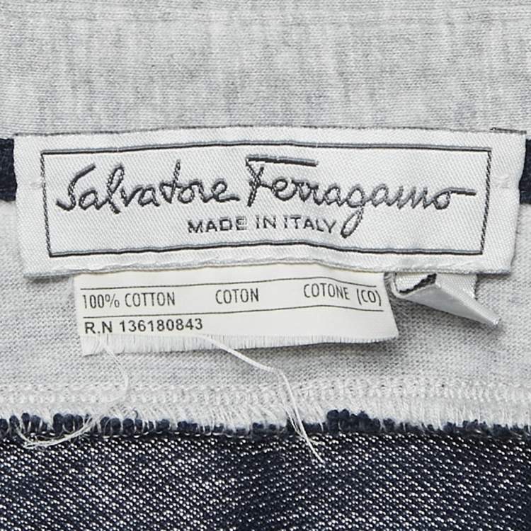 Pre Owned Salvatore Ferragamo Navy Blue Cotton Pique Polo T-Shirt L