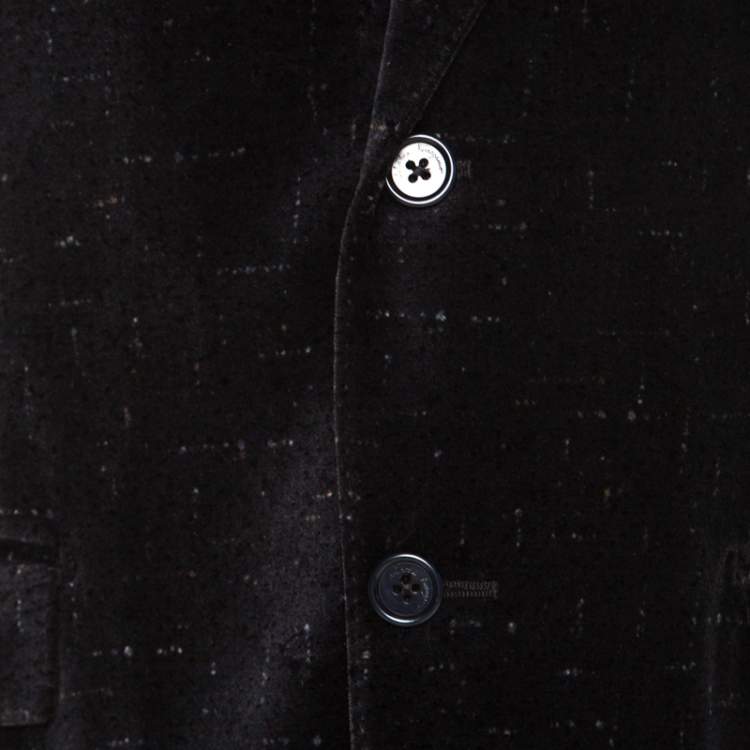 Pre Owned Salvatore Ferragamo Charcoal Grey Printed Velvet Blazer XL