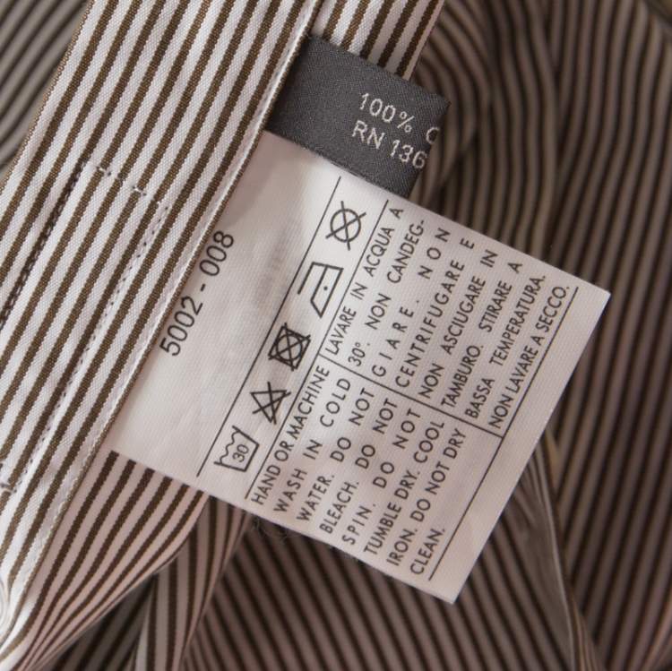 Pre Owned Salvatore Ferragamo Brown Pin Striped Cotton Derby Fit Shirt XXL 