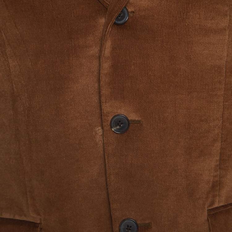 Pre Owned Salvatore Ferragamo Tan Corduroy Regular Fit Blazer L