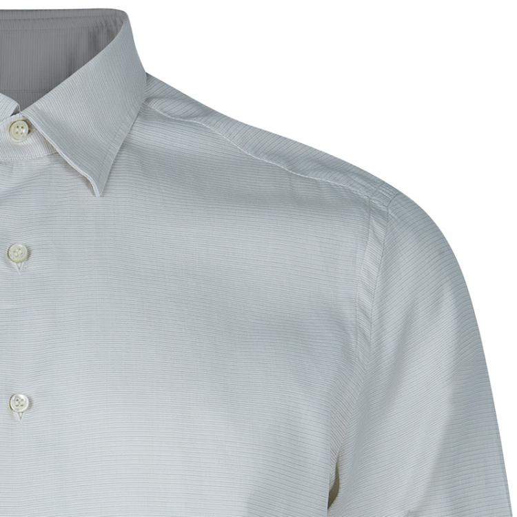 Pre Owned Salvatore Ferragamo Men's Beige Striped Shirt L