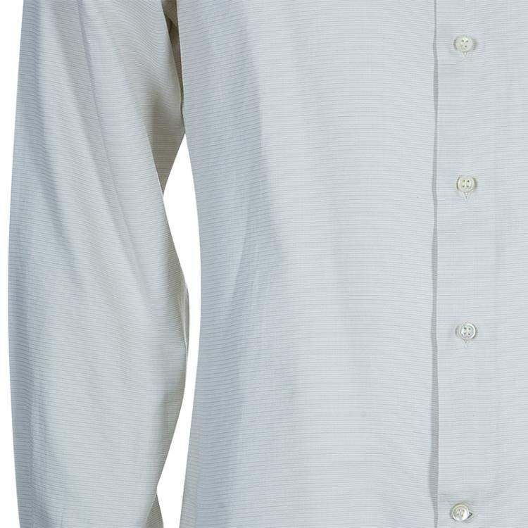 Pre Owned Salvatore Ferragamo Men's Beige Striped Shirt L