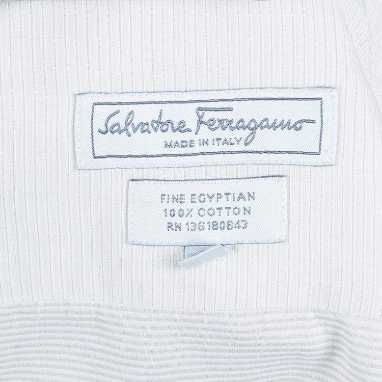 Pre Owned Salvatore Ferragamo Men's Beige Striped Shirt L