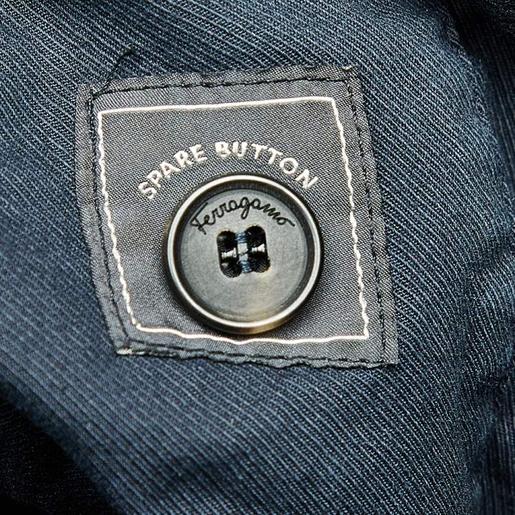 Pre Owned Salvatore Ferragamo Midnight Blue Cotton Straight Leg Pants L