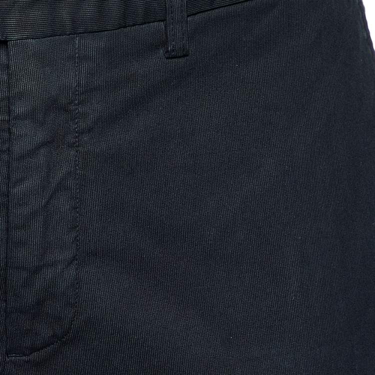 Pre Owned Salvatore Ferragamo Midnight Blue Cotton Straight Leg Pants L