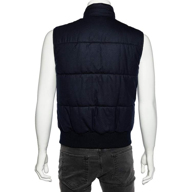 Pre Owned Salvatore Ferragamo Black Wool Zip Front Gilet M