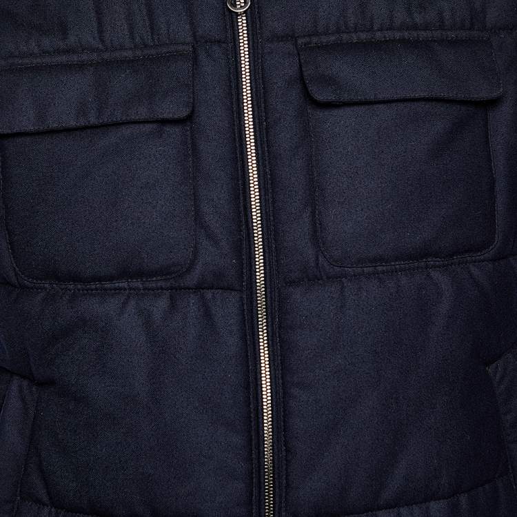 Pre Owned Salvatore Ferragamo Black Wool Zip Front Gilet M