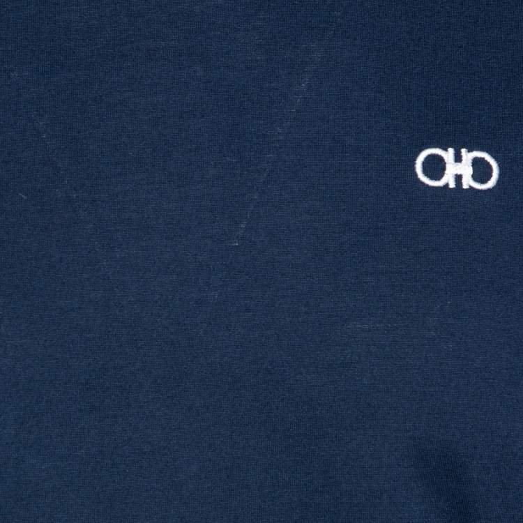 Pre Owned Salvatore Ferragamo Navy Blue Cotton Short Sleeve T-Shirt L
