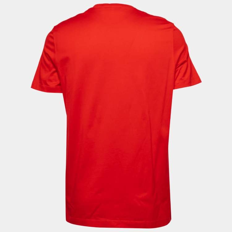 Pre Owned Salvatore Ferragamo Red Cotton Logo Embroidered Short Sleeve T-Shirt XL
