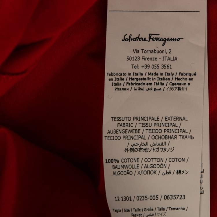 Pre Owned Salvatore Ferragamo Red Cotton Logo Embroidered Short Sleeve T-Shirt XL