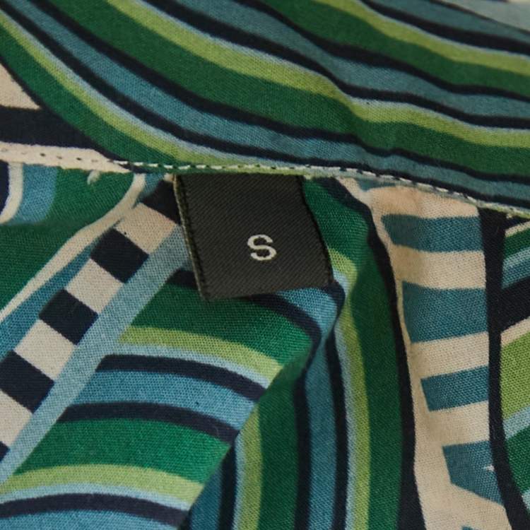 Pre Owned Salvatore Ferragamo Blue Sailboat Print Cotton Derby Fit Shirt S