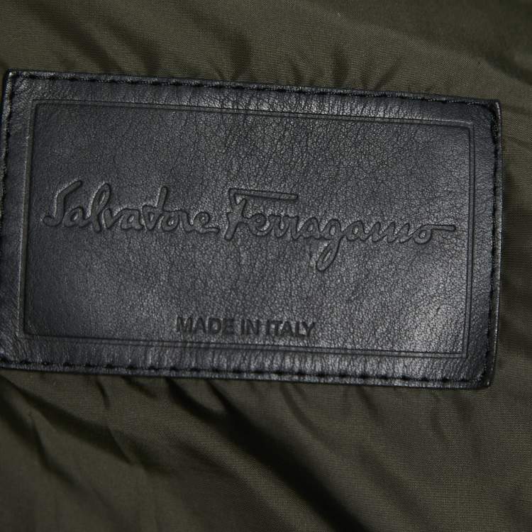 Pre Owned Salvatore Ferragamo Green Quilted Synthetic Sleeveless Jacket L