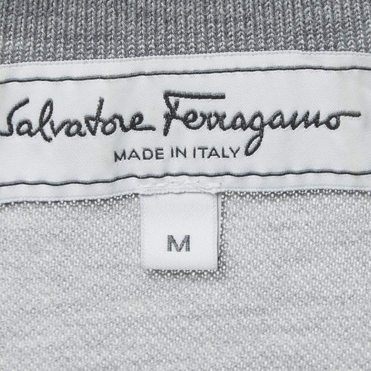 Pre Owned Salvatore Ferragamo Grey Cotton Pique Polo T-Shirt M