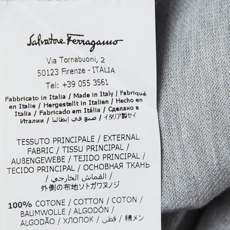 Pre Owned Salvatore Ferragamo Grey Cotton Pique Polo T-Shirt M