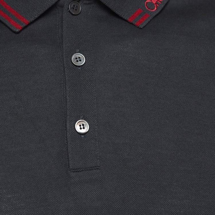 Pre Owned Salvatore Ferragamo Charcoal Grey Cotton Pique Polo T-Shirt M